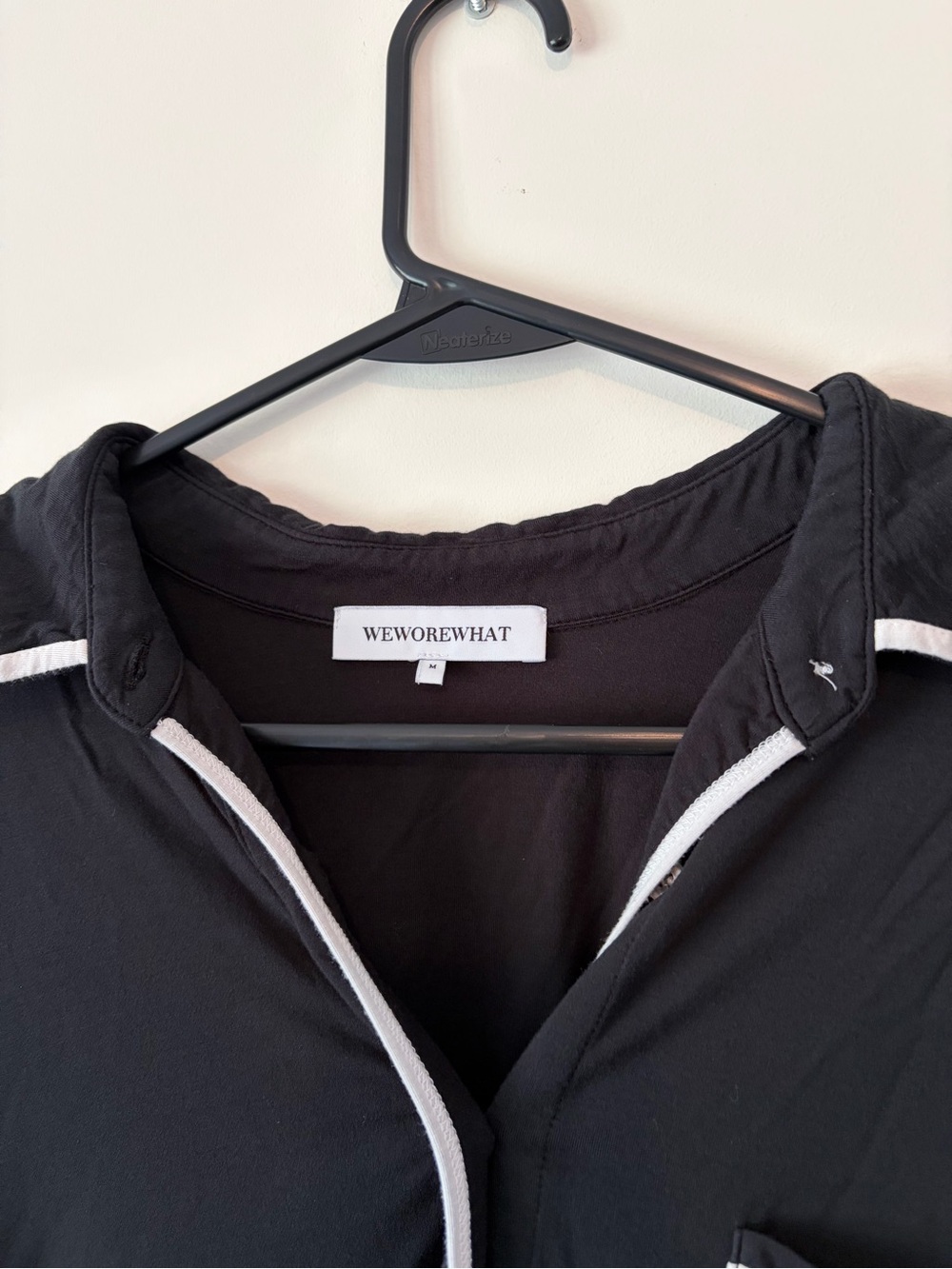 WeWoreWhat Black Pajama Set White Contrast Trim - Picture 7 of 11
